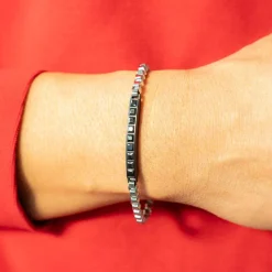 Bracelet acier bicolore noir zirconia noir 21 cm
