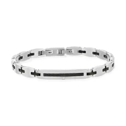 Bracelet acier bicolore noir 21 cm