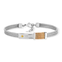 Bracelet acier bicolore rose 23 cm