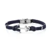 Bracelet acier coton bleu ancre 21 cm
