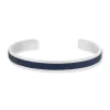 Bracelet acier cuir bleu 19cm