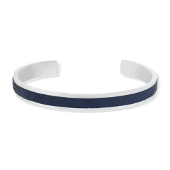 Bracelet acier cuir bleu 19cm
