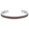 Bracelet acier cuir marron 19cm