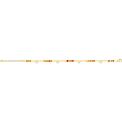 Bracelet acier doré aventurines oranges 19 cm