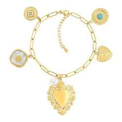 Bracelet acier doré nacre