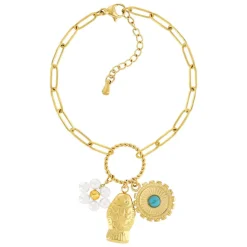 Bracelet acier doré perles