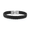 Bracelet acier et cuir noir tressé 19 cm