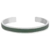 Bracelet acier et cuir vert 19cm