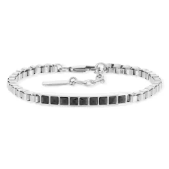 Bracelet acier plaque motif noir