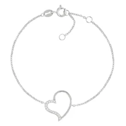 Bracelet argent 925 coeur et zirconias