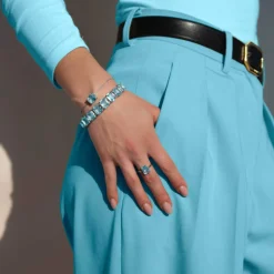 Bracelet argent 925 cristal bleu 18cm