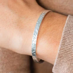 Bracelet argent 925 effet martelé 56 mm
