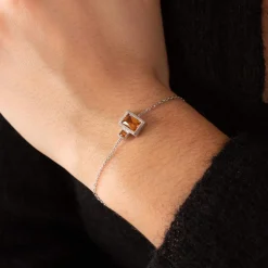 Bracelet argent 925 et zirconias jaunes 19cm