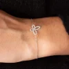Bracelet argent 925 et zirconias papillon 19cm