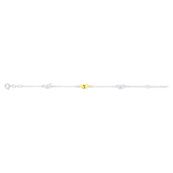 Bracelet argent 925 lapins laque multicolore 16,5 cm