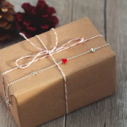 Bracelet argent 925 laque coeurs 20 cm