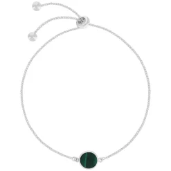 Bracelet argent 925 malachite 23cm