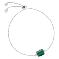 Bracelet argent 925 malachite 23cm