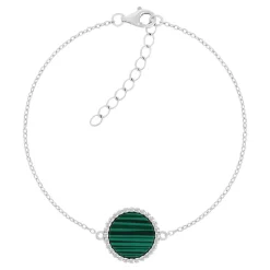 Bracelet argent 925 malachites 20cm