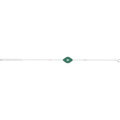 Bracelet argent 925 malachites et ziconias 19 cm