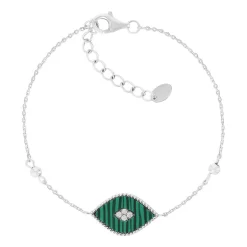 Bracelet argent 925 malachites et ziconias 19 cm
