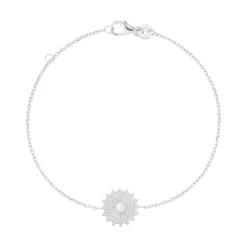 Bracelet argent 925 médaille perlée 18 cm