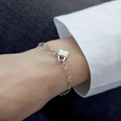 Bracelet argent 925 motif cadenas 18 cm