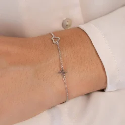 Bracelet argent 925 motif coeur 19cm
