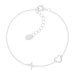 Bracelet argent 925 motif coeur 19cm