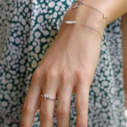 Bracelet argent 925 motif fleur zirconias