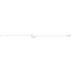 Bracelet argent 925, motif lune et étoile zirconias 18 cm