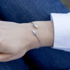 Bracelet argent 925 motif plume 56 mm