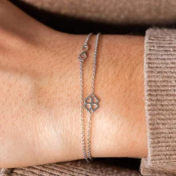 Bracelet argent 925 motif trèfle et infini 19cm