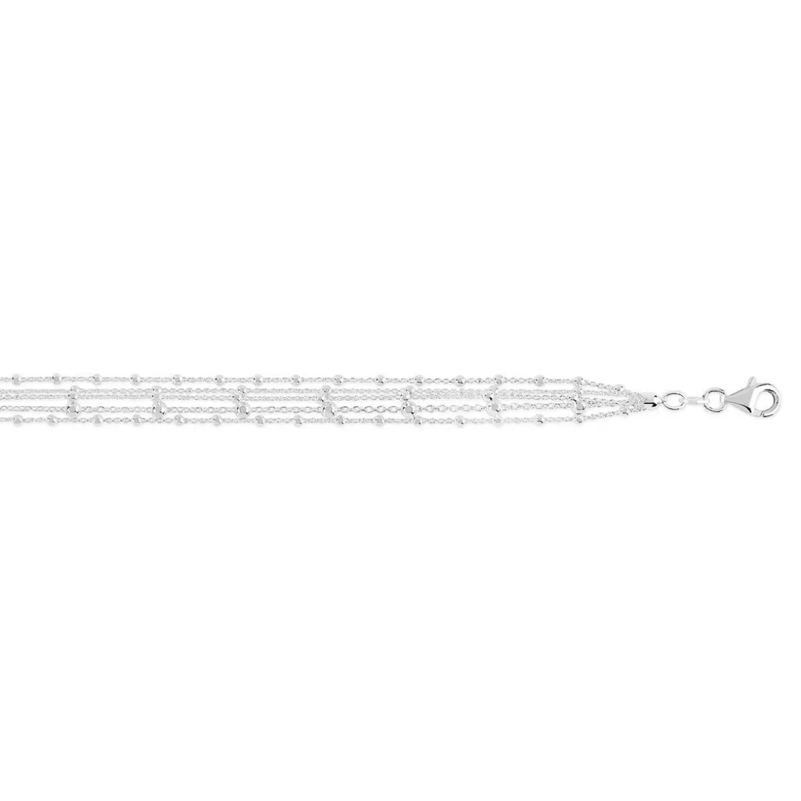 Bracelet argent 925 multi-chaînes perlées 19 cm