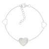 Bracelet argent 925 nacres coeurs 19cm