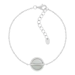 Bracelet argent 925 nacres et zirconias 19cm