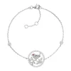 Bracelet argent 925 oiseau zirconias blancs et rouge 21 cm