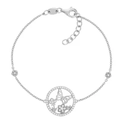 Bracelet argent 925 papillon zirconias 18cm