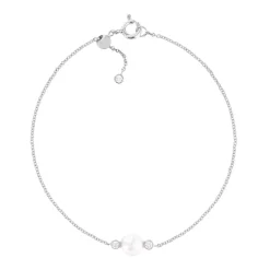 Bracelet argent 925 perle de culture zirconias 19 cm