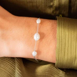 Bracelet argent 925 perles de Chine et zirconias 19cm