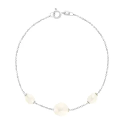 Bracelet argent 925 perles de Chine et zirconias 19cm