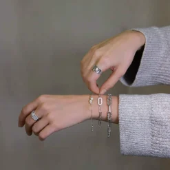 Bracelet argent 925 perles de Chine et zirconias 19cm