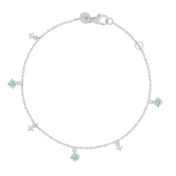 Bracelet argent 925 pierres synthétiques bleues et zirconias 18 cm