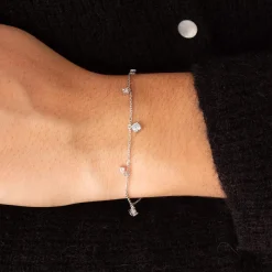 Bracelet argent 925 pierres synthétiques bleues et zirconias 18 cm