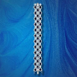 Bracelet argent 925, pierres synthétiques bleues zirconias 18.5 cm