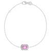 Bracelet argent 925 pierre synthétique rouge 18 cm