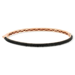 Bracelet argent 925 rose et ruthénium noir zirconias noirs