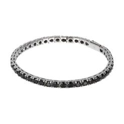 Bracelet argent 925 spinelles noires rondes 21cm