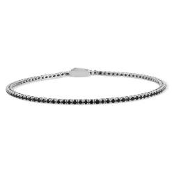 Bracelet argent 925 spinelles noires 21cm