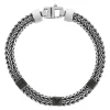 Bracelet argent 925 tressé onyx carrés 21cm